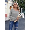 Zeagoo Womens Sweaters Cute Long Sleeve Off The Shoulder Pullover Tops Hollow Out Crochet Dressy Casual Outfits(A-gray)
