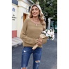 Zeagoo Womens Sweaters Cute Long Sleeve Off The Shoulder Pullover Tops Hollow Out Crochet Dressy Casual Outfits(A-khaki)