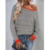 Zeagoo Womens Sweaters Cute Long Sleeve Off The Shoulder Pullover Tops Hollow Out Crochet Dressy Casual Outfits(Black Stripe)