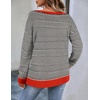 Zeagoo Womens Sweaters Cute Long Sleeve Off The Shoulder Pullover Tops Hollow Out Crochet Dressy Casual Outfits(Black Stripe)