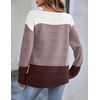 Zeagoo Womens Sweaters Cute Long Sleeve Off The Shoulder Pullover Tops Hollow Out Crochet Dressy Casual Outfits(Colorblock 284)
