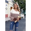 Zeagoo Womens Sweaters Cute Long Sleeve Off The Shoulder Pullover Tops Hollow Out Crochet Dressy Casual Outfits(Colorblock 284)