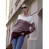 Zeagoo Womens Sweaters Cute Long Sleeve Off The Shoulder Pullover Tops Hollow Out Crochet Dressy Casual Outfits(Colorblock 284)