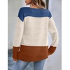 Zeagoo Womens Sweaters Cute Long Sleeve Off The Shoulder Pullover Tops Hollow Out Crochet Dressy Casual Outfits(Colorblock 458)