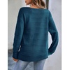 Zeagoo Womens Sweaters Cute Long Sleeve Off The Shoulder Pullover Tops Hollow Out Crochet Dressy Casual Outfits(Lake Blue)