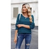 Zeagoo Womens Sweaters Cute Long Sleeve Off The Shoulder Pullover Tops Hollow Out Crochet Dressy Casual Outfits(Lake Blue)