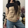 Zeagoo Womens Sweaters Cute Long Sleeve Off The Shoulder Pullover Tops Hollow Out Crochet Dressy Casual Outfits(Mocha Brown+black)
