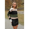 Zeagoo Womens Sweaters Cute Long Sleeve Off The Shoulder Pullover Tops Hollow Out Crochet Dressy Casual Outfits(Multi-green)