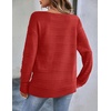 Zeagoo Womens Sweaters Cute Long Sleeve Off The Shoulder Pullover Tops Hollow Out Crochet Dressy Casual Outfits(Red)