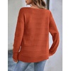 Zeagoo Womens Sweaters Cute Long Sleeve Off The Shoulder Pullover Tops Hollow Out Crochet Dressy Casual Outfits(Rust)