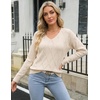 Zeagoo Womens Sweaters Fall 2026 Long Sleeve Knit Pullover V Neck Lightweight Crochet Sweater Tops Dressy Casual(Beige)