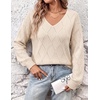 Zeagoo Womens Sweaters Fall 2026 Long Sleeve Knit Pullover V Neck Lightweight Crochet Sweater Tops Dressy Casual(Beige)