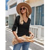 Zeagoo Womens Sweaters Fall 2026 Long Sleeve Knit Pullover V Neck Lightweight Crochet Sweater Tops Dressy Casual(Black)