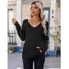 Zeagoo Womens Sweaters Fall 2026 Long Sleeve Knit Pullover V Neck Lightweight Crochet Sweater Tops Dressy Casual(Black)