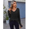 Zeagoo Womens Sweaters Fall 2026 Long Sleeve Knit Pullover V Neck Lightweight Crochet Sweater Tops Dressy Casual(Black)