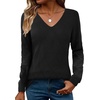Zeagoo Womens Sweaters Fall 2026 Long Sleeve Knit Pullover V Neck Lightweight Crochet Sweater Tops Dressy Casual(Black)