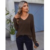 Zeagoo Womens Sweaters Fall 2026 Long Sleeve Knit Pullover V Neck Lightweight Crochet Sweater Tops Dressy Casual(Brown)