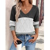 Zeagoo Womens Sweaters Fall 2026 Long Sleeve Knit Pullover V Neck Lightweight Crochet Sweater Tops Dressy Casual(Colorblock Gray)