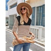Zeagoo Womens Sweaters Fall 2026 Long Sleeve Knit Pullover V Neck Lightweight Crochet Sweater Tops Dressy Casual(Colorblock Jh395)