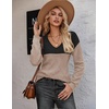 Zeagoo Womens Sweaters Fall 2026 Long Sleeve Knit Pullover V Neck Lightweight Crochet Sweater Tops Dressy Casual(Colorblock Jh395)