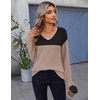 Zeagoo Womens Sweaters Fall 2026 Long Sleeve Knit Pullover V Neck Lightweight Crochet Sweater Tops Dressy Casual(Colorblock Jh395)
