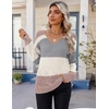 Zeagoo Womens Sweaters Fall 2026 Long Sleeve Knit Pullover V Neck Lightweight Crochet Sweater Tops Dressy Casual(Colorblock Jh537)