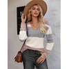 Zeagoo Womens Sweaters Fall 2026 Long Sleeve Knit Pullover V Neck Lightweight Crochet Sweater Tops Dressy Casual(Colorblock Jh537)