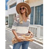 Zeagoo Womens Sweaters Fall 2026 Long Sleeve Knit Pullover V Neck Lightweight Crochet Sweater Tops Dressy Casual(Colorblock Jh537)
