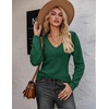 Zeagoo Womens Sweaters Fall 2026 Long Sleeve Knit Pullover V Neck Lightweight Crochet Sweater Tops Dressy Casual(Gray Green)