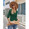 Zeagoo Womens Sweaters Fall 2026 Long Sleeve Knit Pullover V Neck Lightweight Crochet Sweater Tops Dressy Casual(Gray Green)