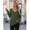 Zeagoo Womens Sweaters Fall 2026 Long Sleeve Knit Pullover V Neck Lightweight Crochet Sweater Tops Dressy Casual(Green)