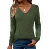 Zeagoo Womens Sweaters Fall 2026 Long Sleeve Knit Pullover V Neck Lightweight Crochet Sweater Tops Dressy Casual(Green)