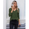 Zeagoo Womens Sweaters Fall 2026 Long Sleeve Knit Pullover V Neck Lightweight Crochet Sweater Tops Dressy Casual(Green)
