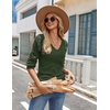 Zeagoo Womens Sweaters Fall 2026 Long Sleeve Knit Pullover V Neck Lightweight Crochet Sweater Tops Dressy Casual(Green)