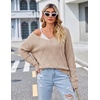 Zeagoo Womens Sweaters Fall 2026 Long Sleeve Knit Pullover V Neck Lightweight Crochet Sweater Tops Dressy Casual(Khaki)