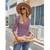 Zeagoo Womens Sweaters Fall 2026 Long Sleeve Knit Pullover V Neck Lightweight Crochet Sweater Tops Dressy Casual(Purple)