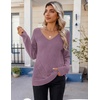 Zeagoo Womens Sweaters Fall 2026 Long Sleeve Knit Pullover V Neck Lightweight Crochet Sweater Tops Dressy Casual(Purple)