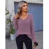 Zeagoo Womens Sweaters Fall 2026 Long Sleeve Knit Pullover V Neck Lightweight Crochet Sweater Tops Dressy Casual(Purple)