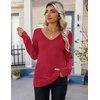 Zeagoo Womens Sweaters Fall 2026 Long Sleeve Knit Pullover V Neck Lightweight Crochet Sweater Tops Dressy Casual(Red)