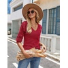Zeagoo Womens Sweaters Fall 2026 Long Sleeve Knit Pullover V Neck Lightweight Crochet Sweater Tops Dressy Casual(Red)