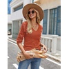 Zeagoo Womens Sweaters Fall 2026 Long Sleeve Knit Pullover V Neck Lightweight Crochet Sweater Tops Dressy Casual(Rust Brown)