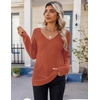Zeagoo Womens Sweaters Fall 2026 Long Sleeve Knit Pullover V Neck Lightweight Crochet Sweater Tops Dressy Casual(Rust Brown)