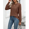 Zeagoo Womens Sweaters Long Sleeve Tops Classic Fall Clothes Crewneck Tops(Brown)