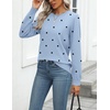 Zeagoo Womens Sweaters Long Sleeve Tops Classic Fall Clothes Crewneck Tops(Polka Dot-blue)