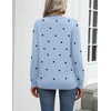 Zeagoo Womens Sweaters Long Sleeve Tops Classic Fall Clothes Crewneck Tops(Polka Dot-blue)
