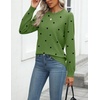 Zeagoo Womens Sweaters Long Sleeve Tops Classic Fall Clothes Crewneck Tops(Polka Dot-green)