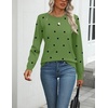 Zeagoo Womens Sweaters Long Sleeve Tops Classic Fall Clothes Crewneck Tops(Polka Dot-green)
