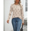 Zeagoo Womens Sweaters Long Sleeve Tops Classic Fall Clothes Crewneck Tops(Polka Dot-khaki)