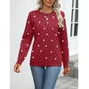 Zeagoo Womens Sweaters Long Sleeve Tops Classic Fall Clothes Crewneck Tops(Polka Dot-red)