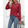Zeagoo Womens Sweaters Long Sleeve Tops Classic Fall Clothes Crewneck Tops(Polka Dot-red)